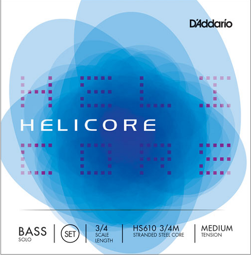 D'addario Helicore Solo Double Bass String SET, 3/4 Scale, Medium Tension