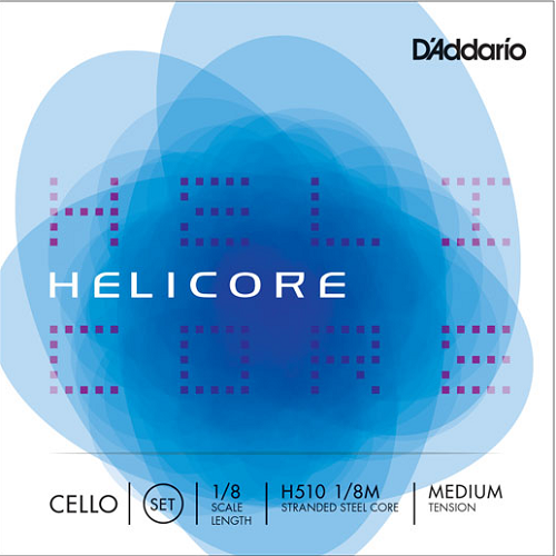 D'addario Helicore Cello String SET, 1/8 Scale, Medium Tension