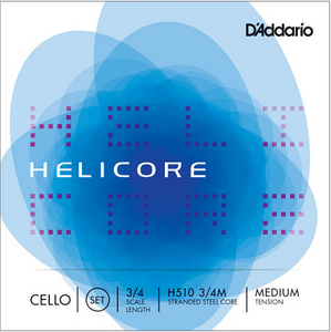 D'addario Helicore Cello String SET, 3/4 Scale, Medium Tension
