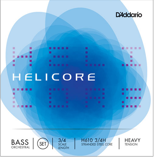 D'addario Helicore Orchestral Bass String SET, 3/4 Scale, Heavy Tension