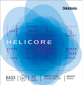 D'addario Helicore Pizzicato Bass String SET, 3/4 Scale, Heavy Tension