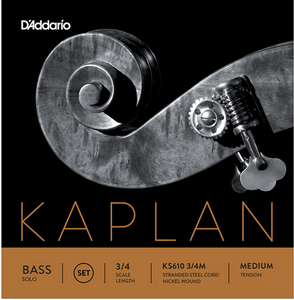 D'addario Kaplan Solo Double Bass String SET, 3/4 Scale, Medium Tension