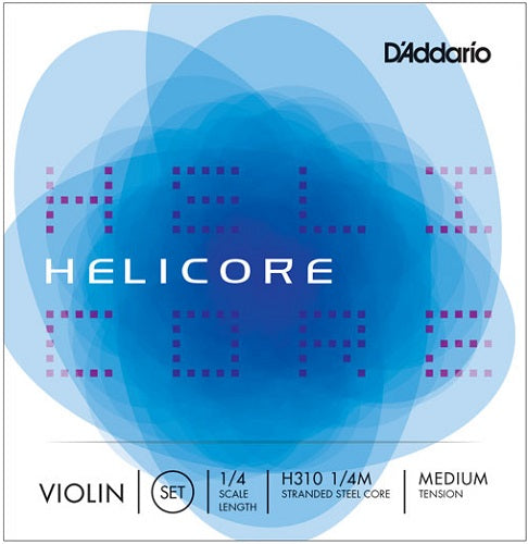 D'addario Helicore Violin String SET, 1/4 Scale, Medium Tension