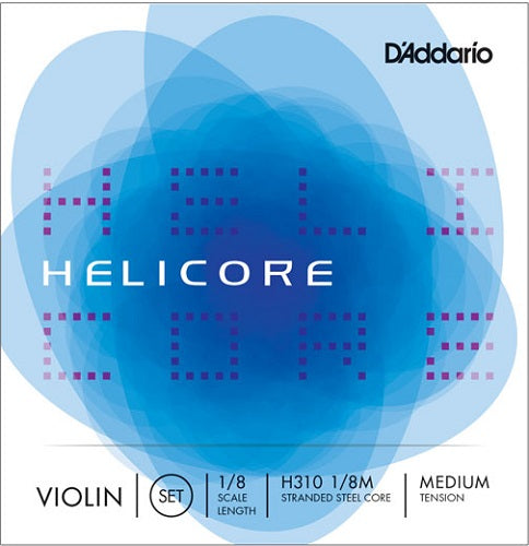 D'addario Helicore Violin String SET, 1/8 Scale, Medium Tension