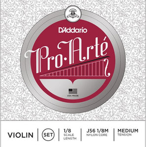 D'addario Pro-Arte Violin String SET, 1/8 Scale, Medium Tension