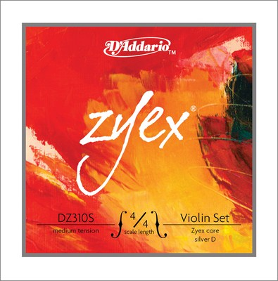 D'addario Zyex Violin String SET, 4/4 Scale, Silver D String