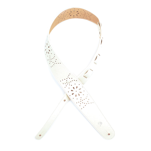 D'addario Planet Waves Perforated White Leather Guitar Strap