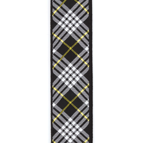 D'addario Planet Waves Americana Woven Tartan - BLACK, White & Yellow Guitar Strap