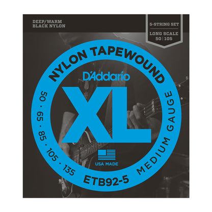 D'Addario Tapewound 5-String, Medium, Long Scale, 50-135 Bass Guitar Strings ETB92-5