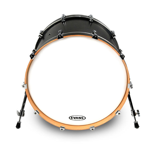 Evans EQ3 Coated White Bass Drum Head - NO Port - 20