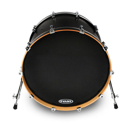 Evans EQ3 Black Bass Drum Head - NO Port - 24