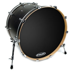 Evans EQ3 Black Bass Drum Head - NO Port - 24