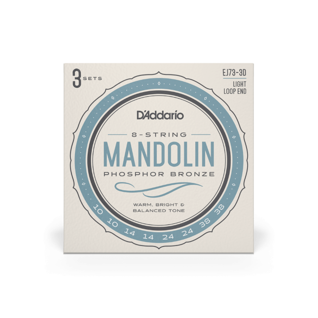 D'Addario EJ73 Mandolin Strings, Phosphor Bronze Light 10-38, 3 Sets EJ73-3D