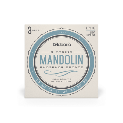 D'Addario EJ73 Mandolin Strings, Phosphor Bronze Light 10-38, 3 Sets EJ73-3D