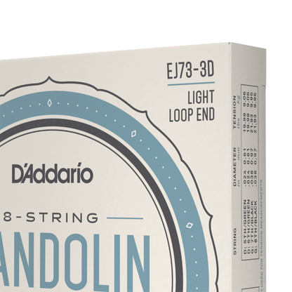 D'Addario EJ73 Mandolin Strings, Phosphor Bronze Light 10-38, 3 Sets EJ73-3D