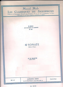 Classique Saxophone Mib No.91 Sonate No.4 (Flute) by Johann Sebastian Bach, Arranged by Marcel Mule 524-01817