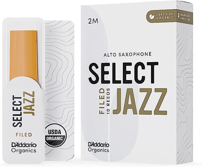 D'Addario Organic Select Jazz Filed Alto Saxophone Reeds - 10 Per Box