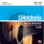 D'addario 80/20 12-String Bronze, Light, 10-47 Acoustic Guitar Strings