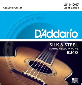 D'addario Silk & Steel FOLK, Light, 11-47 Acoustic Guitar Strings