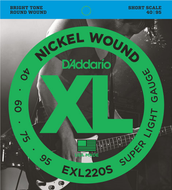 D'addario Nickel Wound, Super Light, Short Scale, 40-95 Bass Guitar Strings
