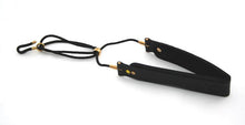 Load image into Gallery viewer, Brancher Saxophone Strap - Strip Style - Black Leather - Black Plated Hook