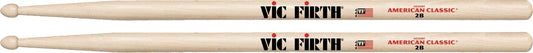 Vic Firth American Classic Hickory Drumstick Wooden Tip- 2B